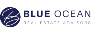 A blue ocean real estate agency logo